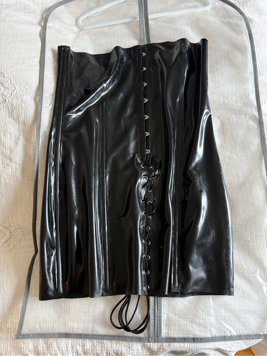 latex Dresses & Skirts - Black latex Lace-Up corset dress